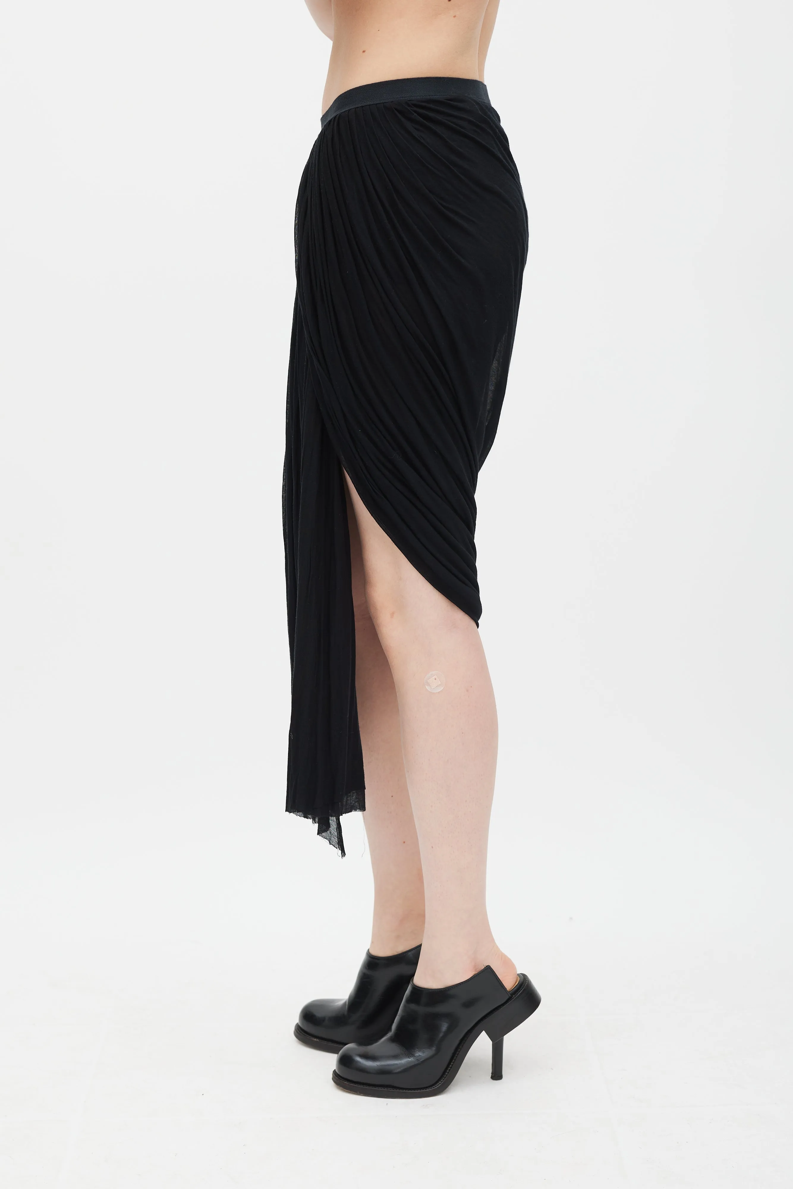 SS 2012 Naska Black Pleated Overlay Skirt