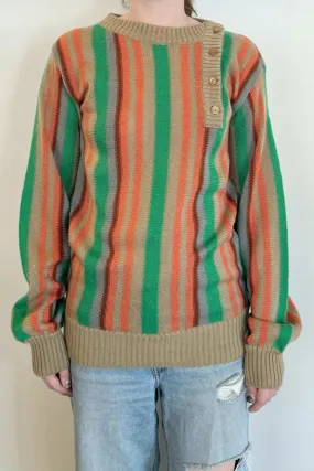 Stripe Knit Button Pullover