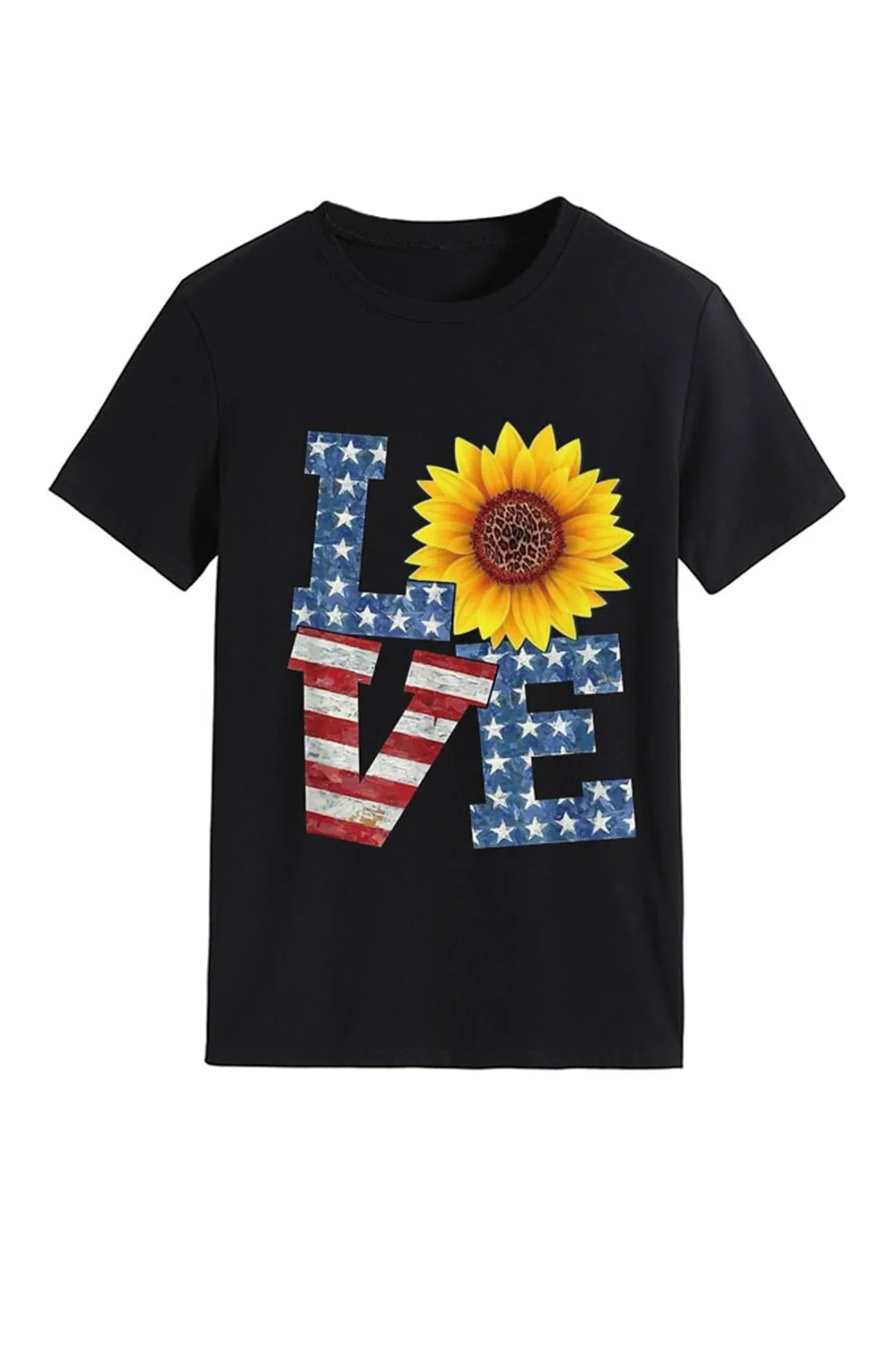 Sunflowers Pentagram Letter Print T-shirt