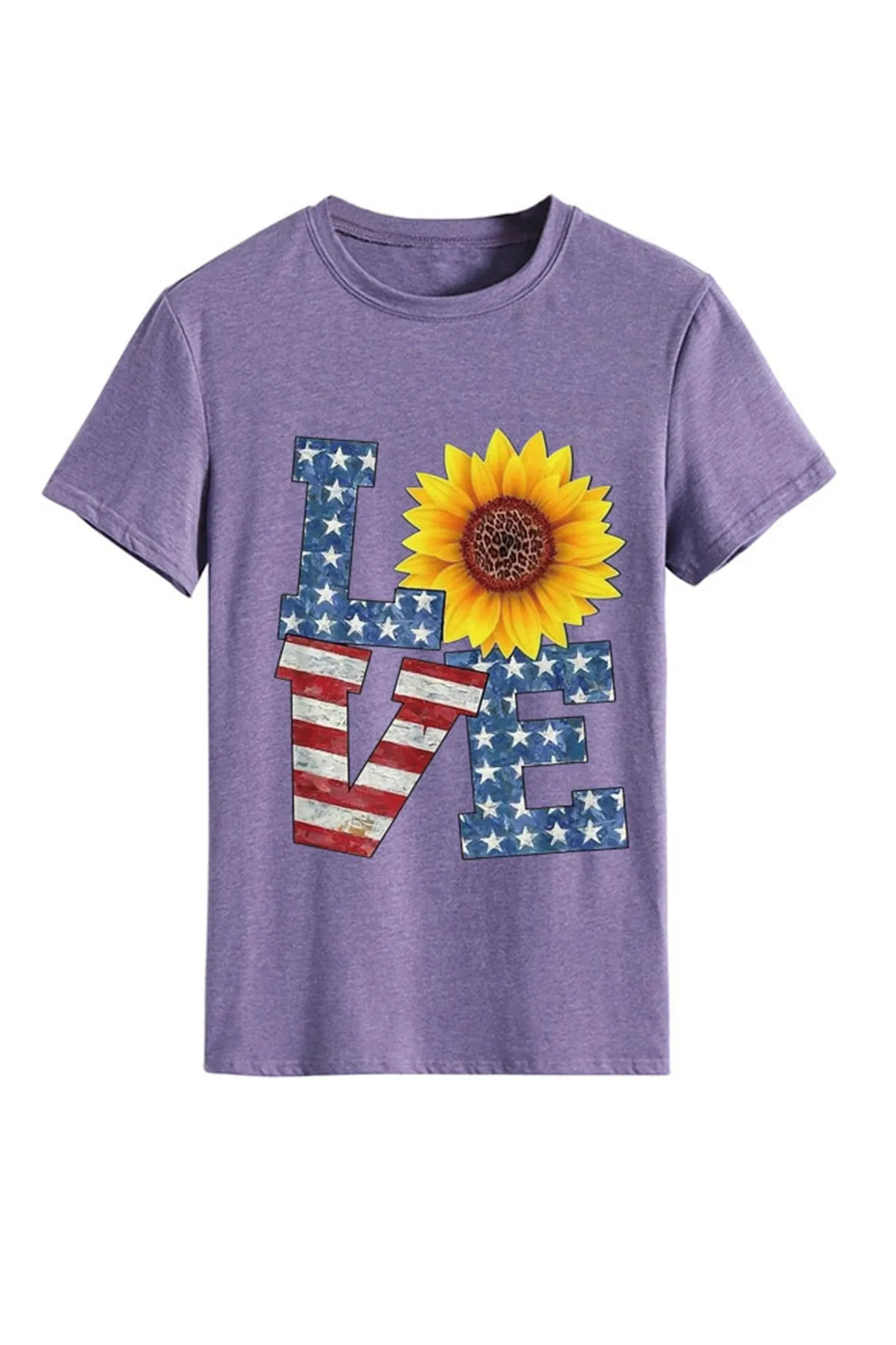 Sunflowers Pentagram Letter Print T-shirt