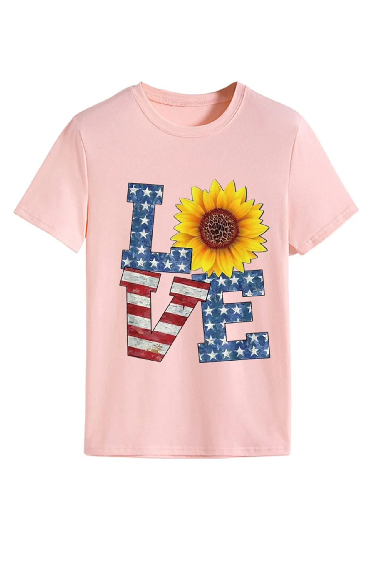 Sunflowers Pentagram Letter Print T-shirt