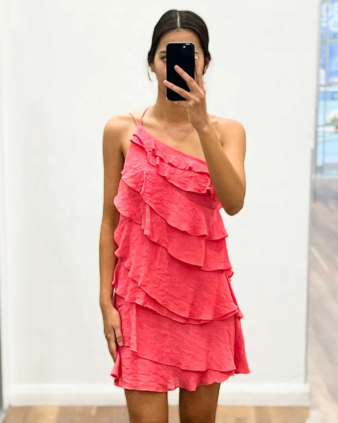 Tara Ruffle Mini Dress - Watermelon