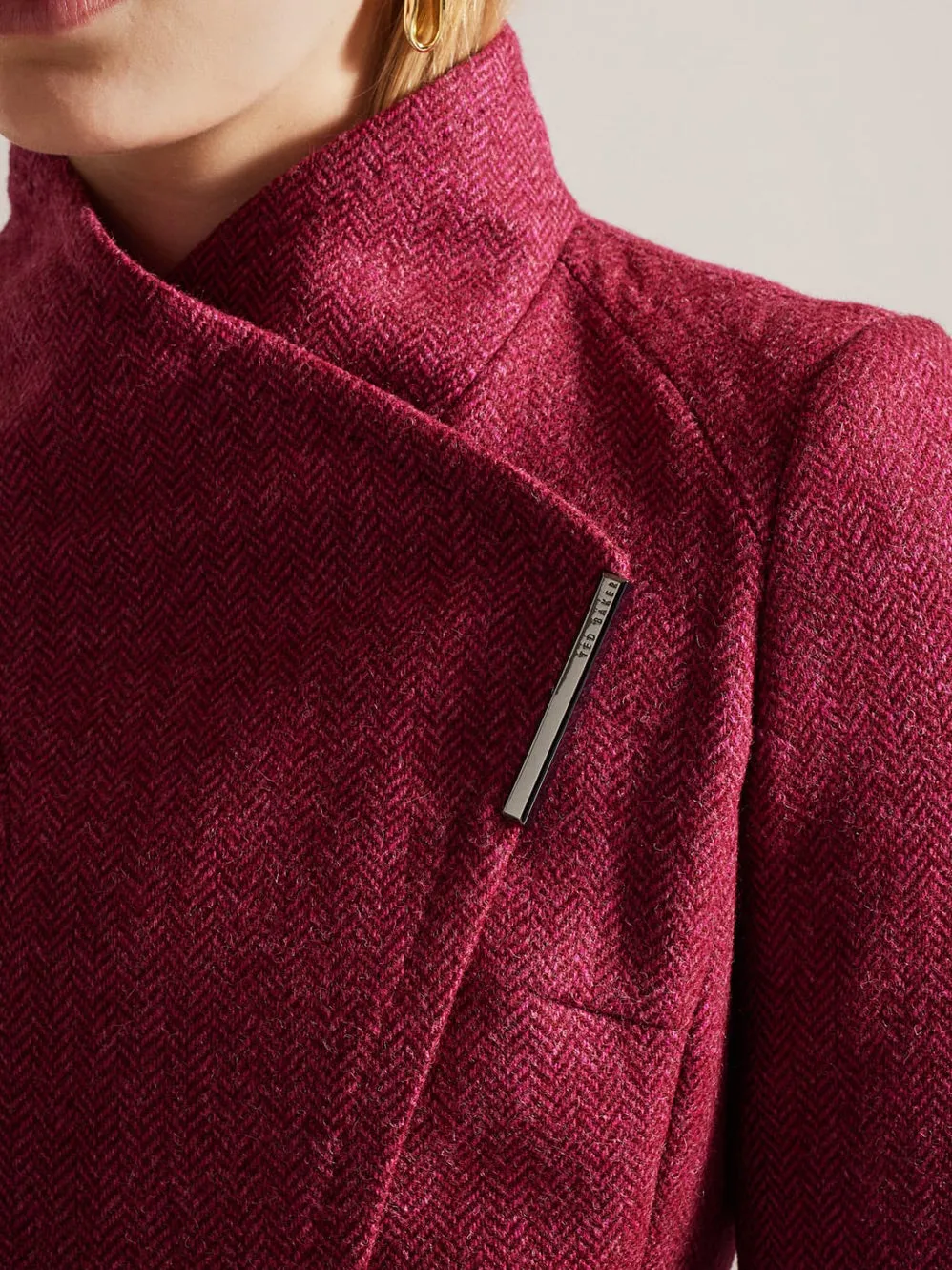 TED BAKER ROSEANE HERRINGBONE WOOL COAT