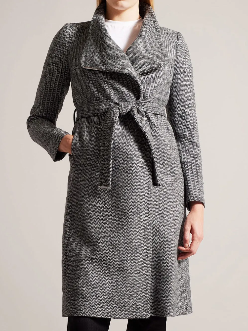 TED BAKER ROSEANE HERRINGBONE WOOL COAT