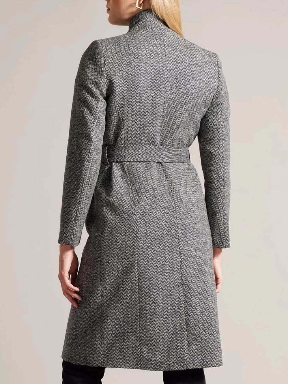 TED BAKER ROSEANE HERRINGBONE WOOL COAT