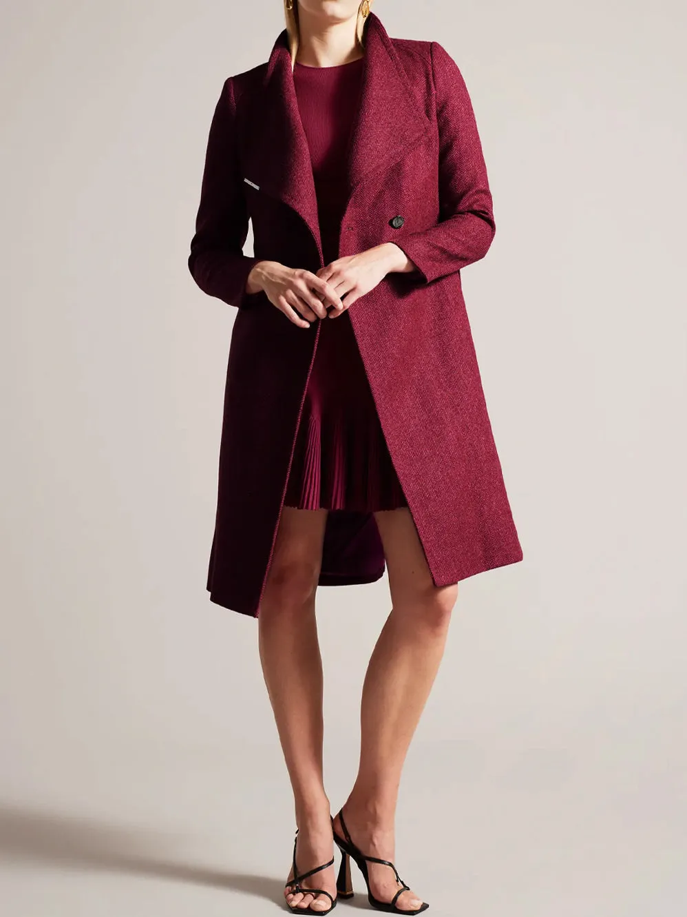 TED BAKER ROSEANE HERRINGBONE WOOL COAT