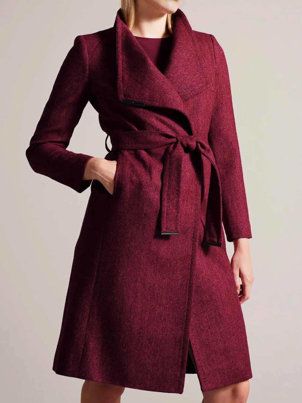 TED BAKER ROSEANE HERRINGBONE WOOL COAT