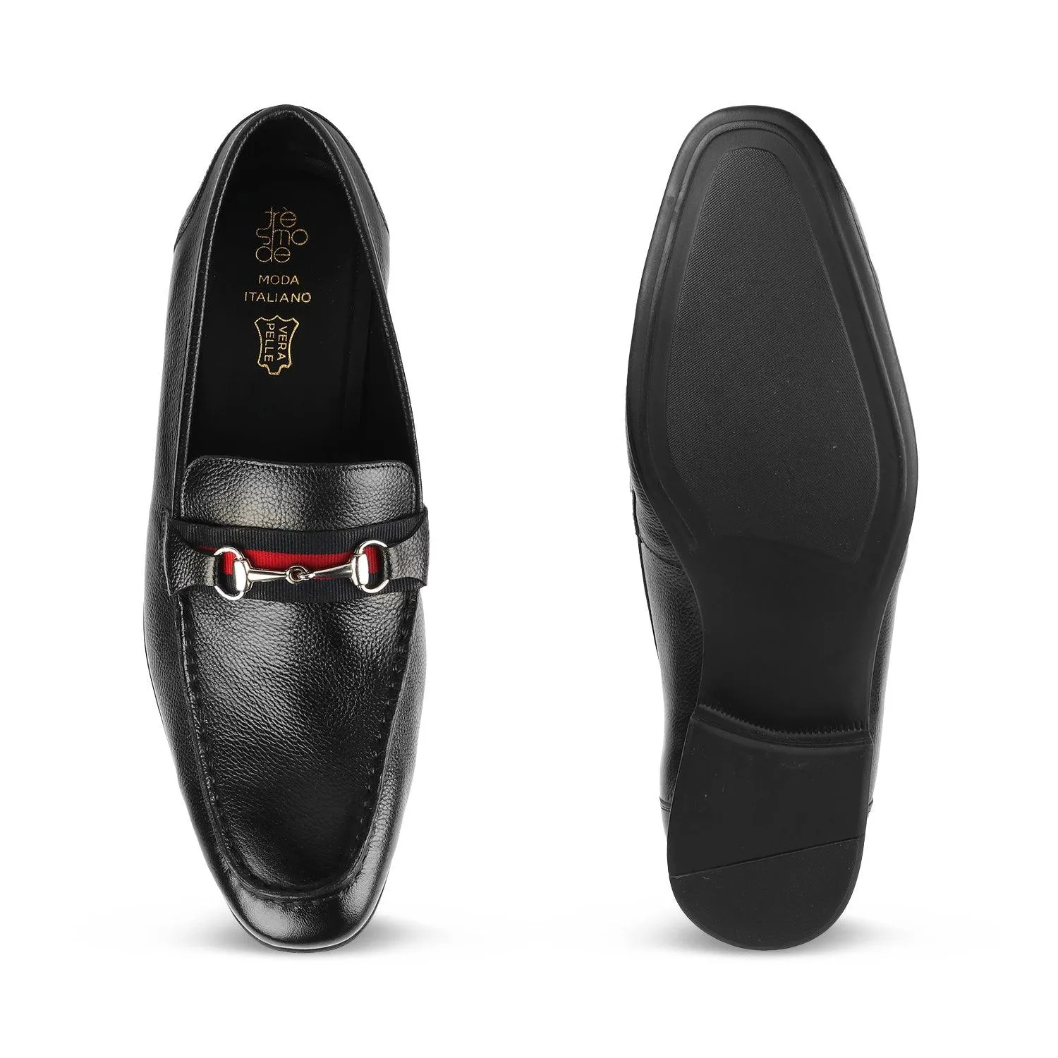 The Suchi Black Mens Leather Loafers