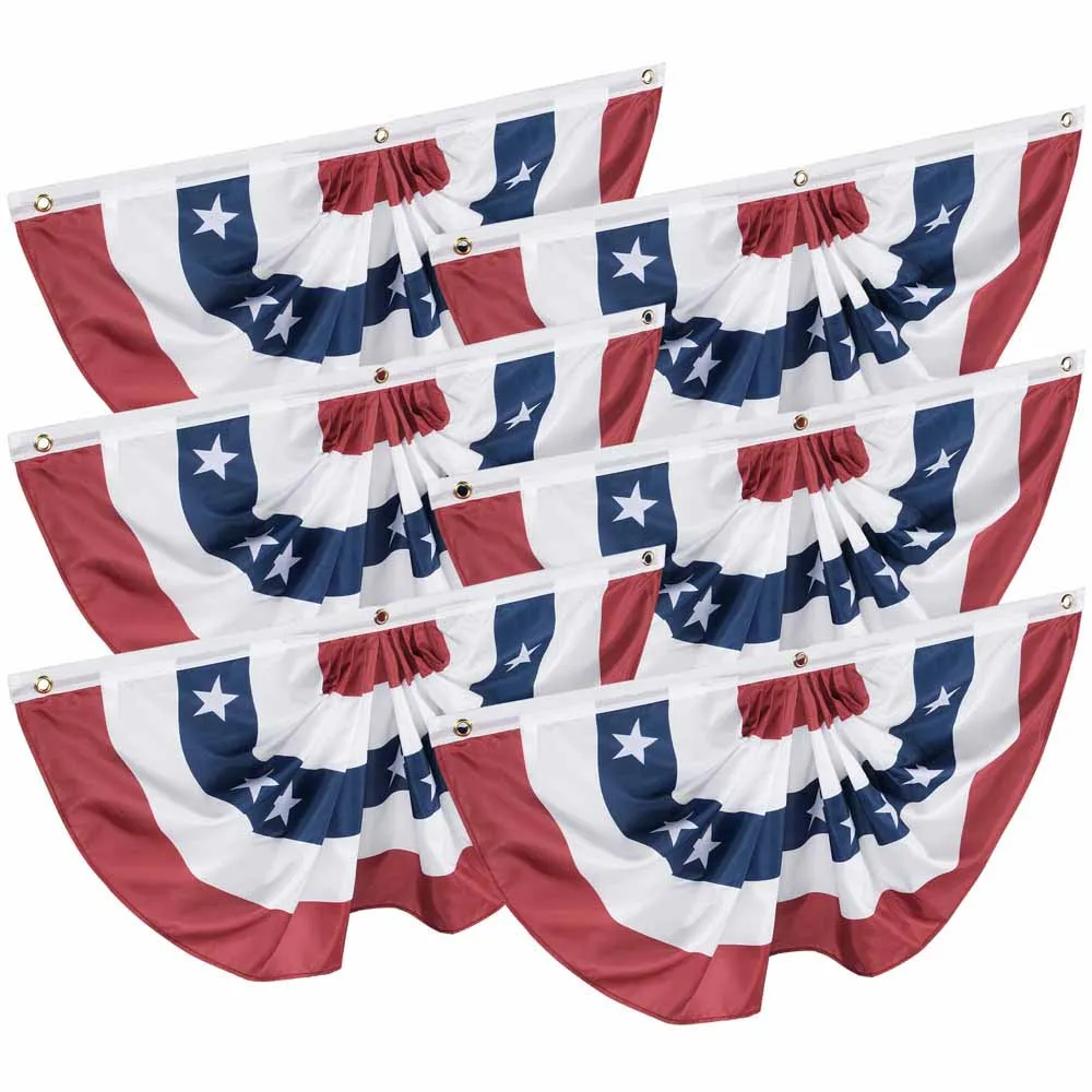 TheLAShop 1.5x3ft American Bunting Flag for Porch Outdoor(2ct/6ct)