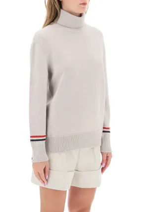 Thom Browne Turtleneck Sweatear With Tricolor Intarsia