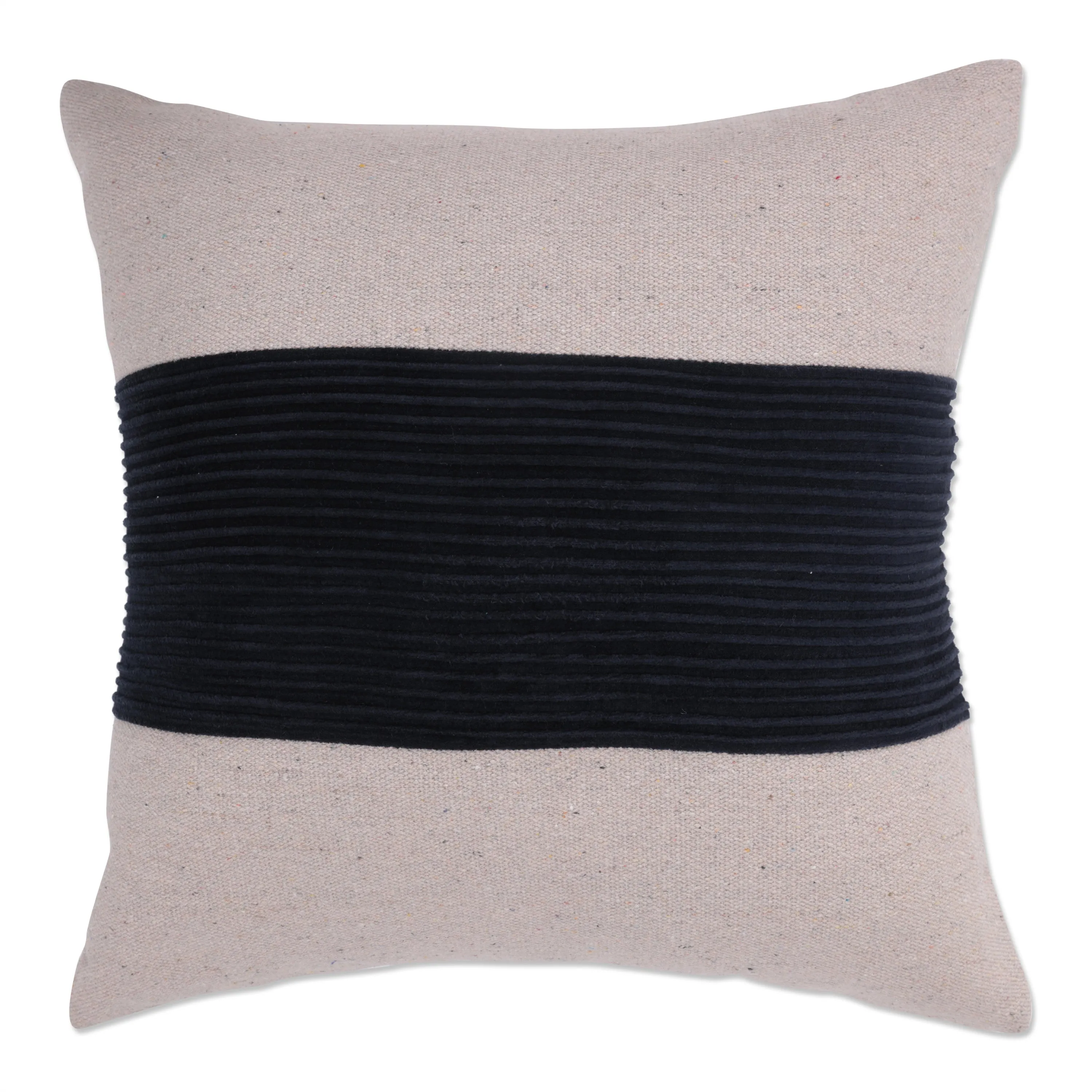 Throw Pillow in Wide Pleated Velvet Stripe Midnight Blue, 18" x 18"