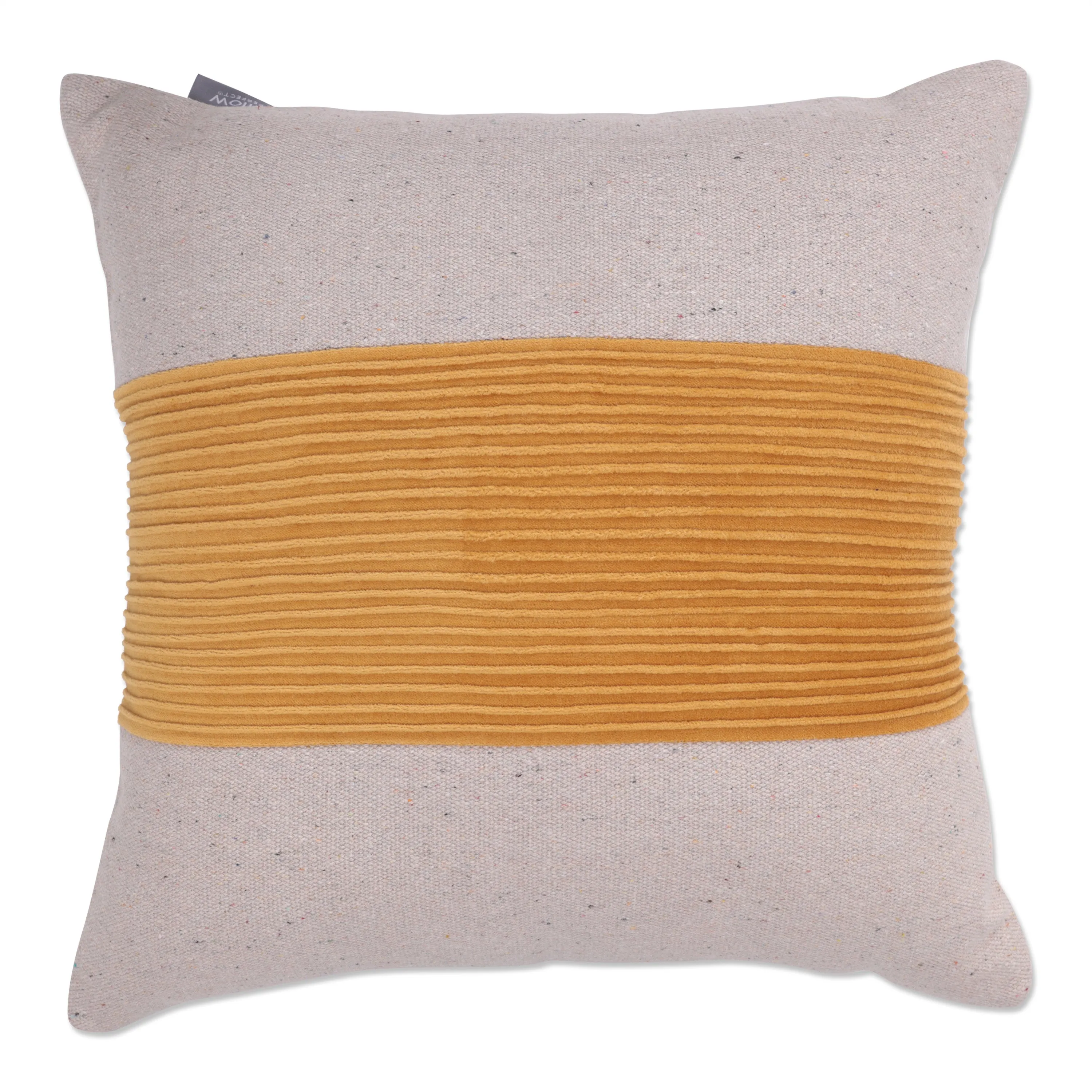 Throw Pillow in Wide Pleated Velvet Stripe Yellow, 18" x 18"