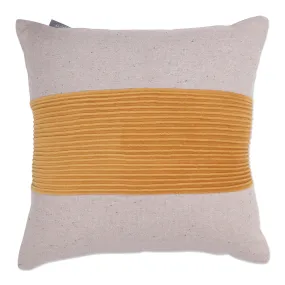 Throw Pillow in Wide Pleated Velvet Stripe Yellow, 18" x 18"