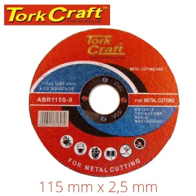 TORK CRAFT CUTTING DISC METAL & SS 115 x 2.5 x 22.22MM ABR115S-9