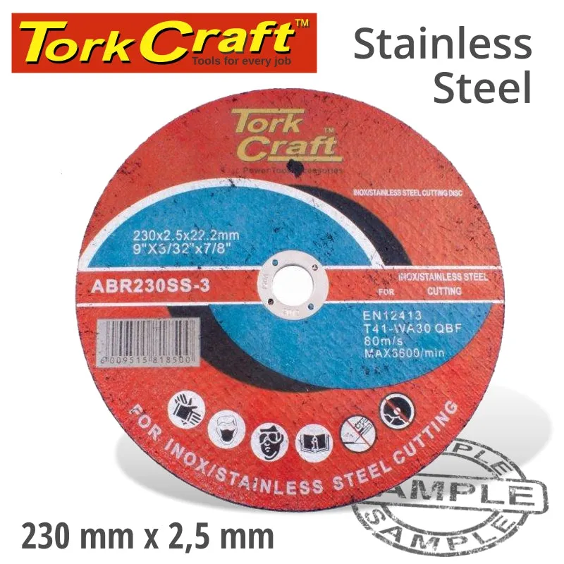 TORK CRAFT CUTTING DISC STAINLESS STEEL 230 x 2.5 22.22MM ABR230SS-3