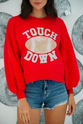 TOUCHDOWN FOOTBALL RED PULLOVER