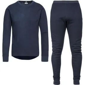 Trespass Adults Mystery Super Soft Top Bottoms Baselayer Set - Navy