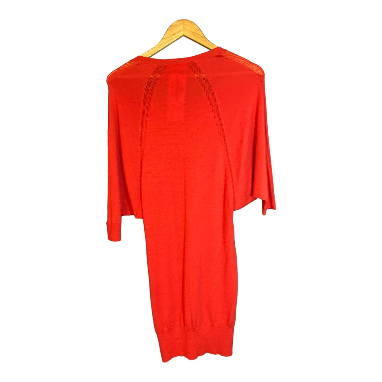 Tsesay Wool Red Dress Top 3/4 Batwing Sleeve UK Size Small