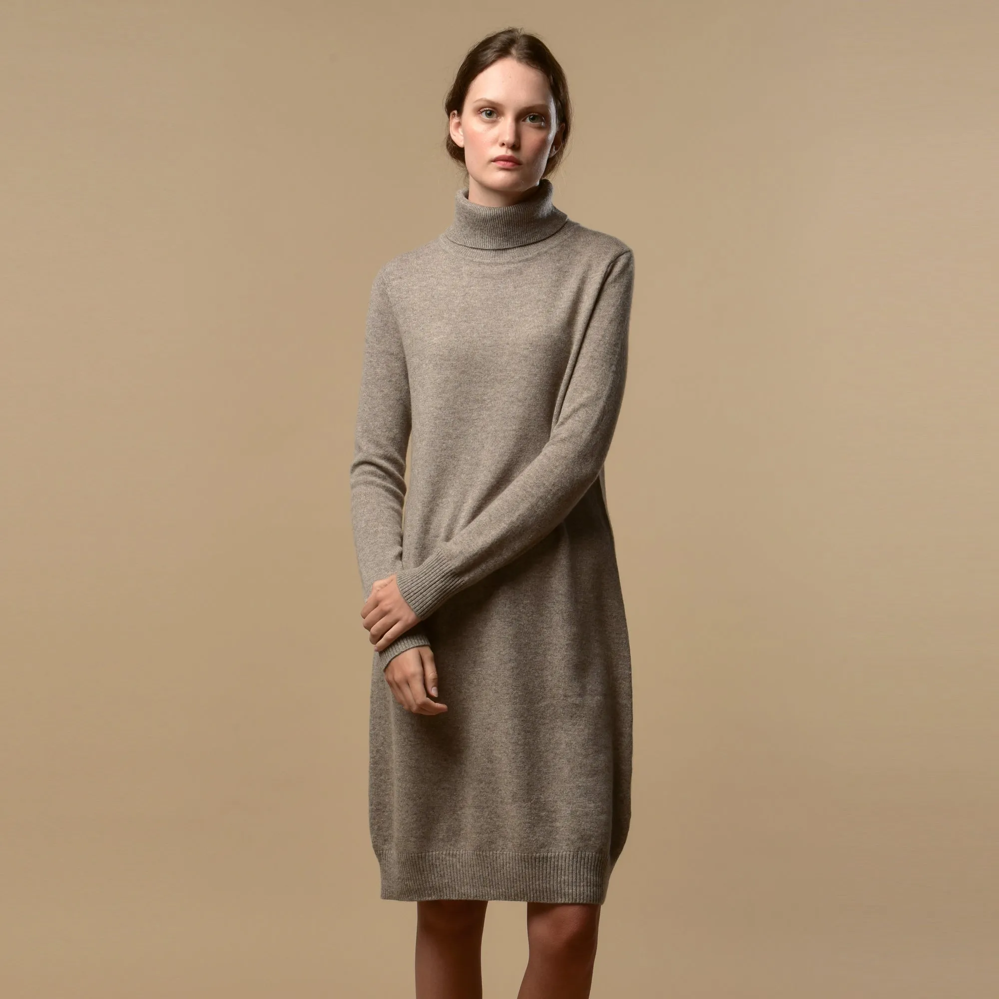 Turtleneck Dress_Beige