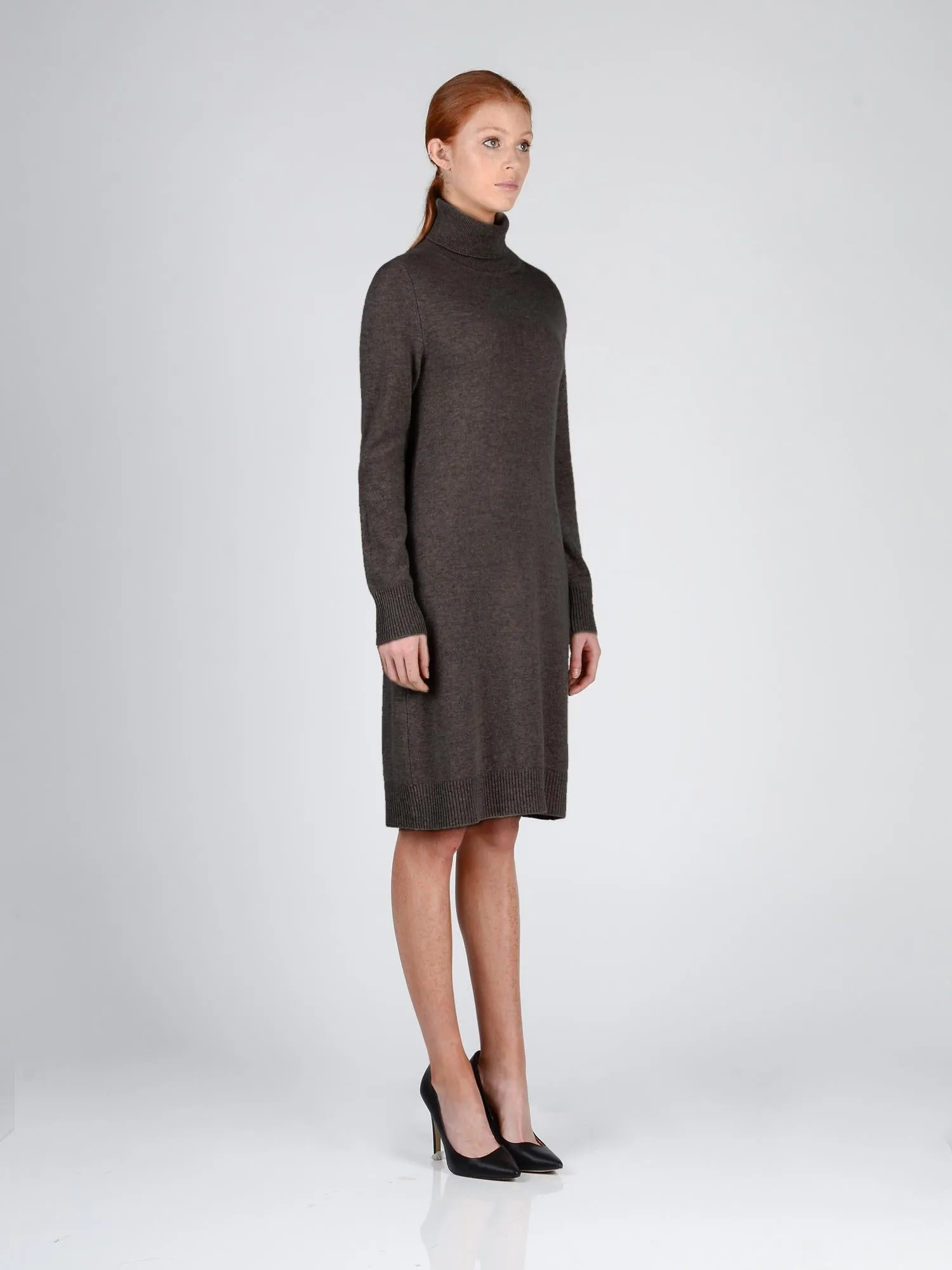 Turtleneck Slimfit Dress_Cocoa Brown