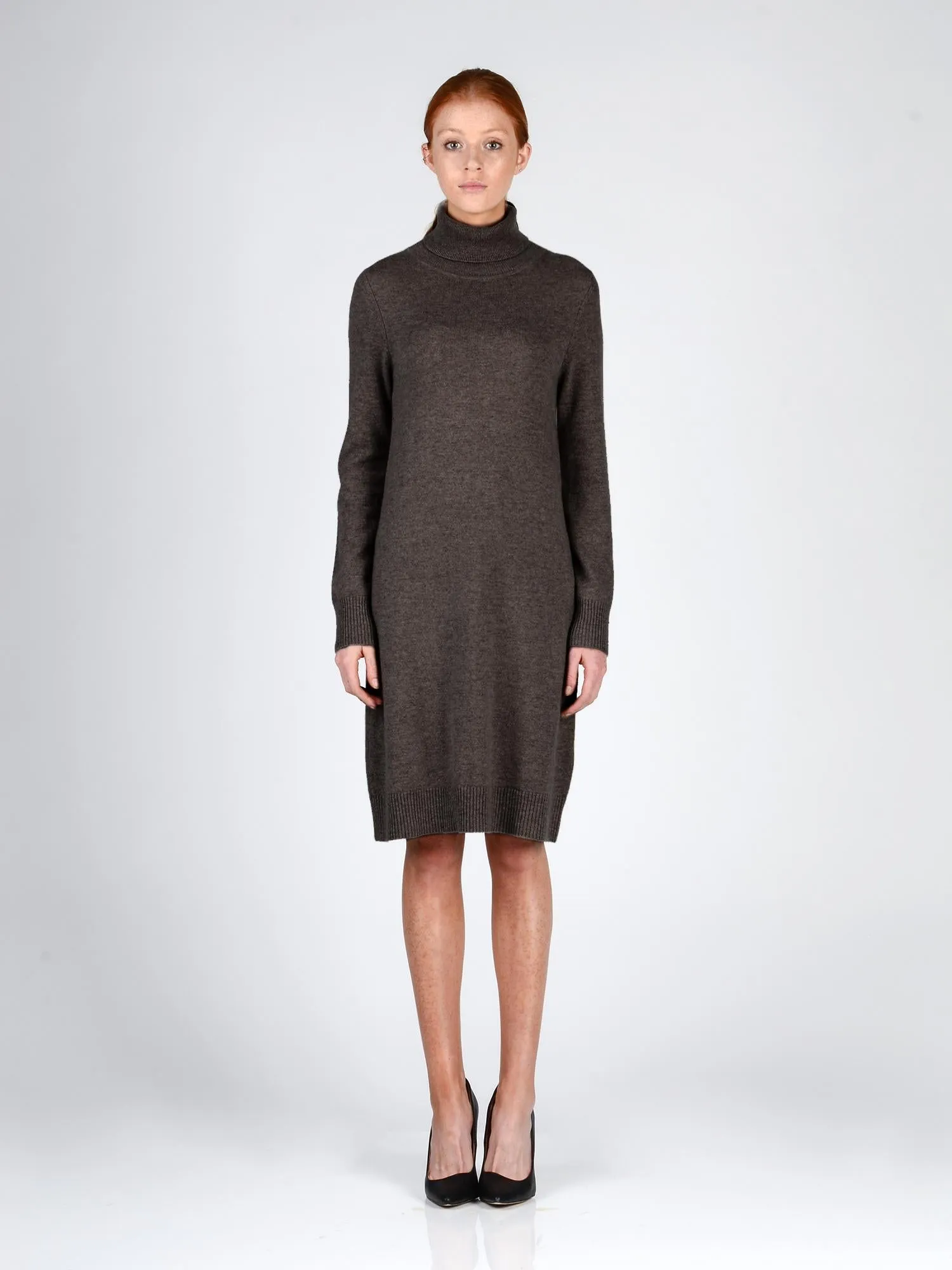 Turtleneck Slimfit Dress_Cocoa Brown