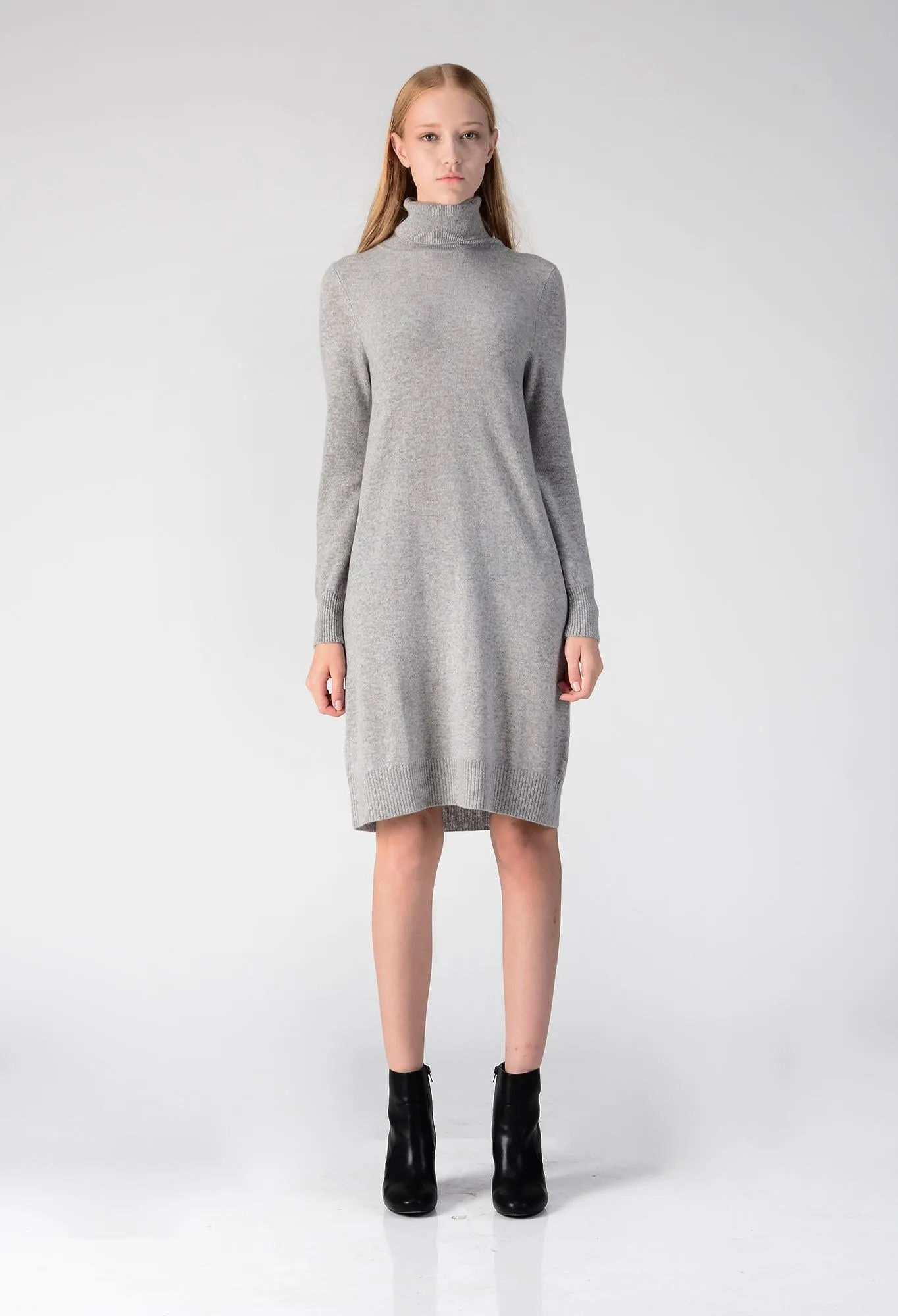 Turtleneck Slimfit Dress_Light Grey