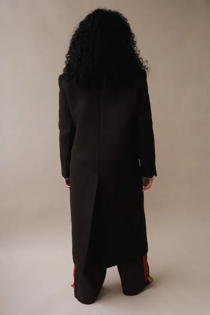 UNISEX 2-WAY 3 BUTTON BOUCLE WOOL COAT