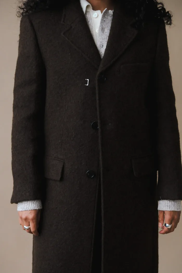 UNISEX 2-WAY 3 BUTTON BOUCLE WOOL COAT