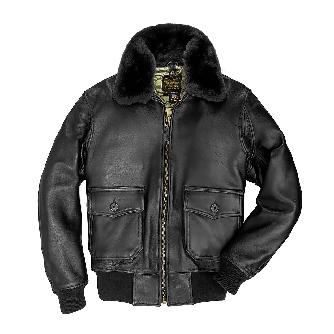 U.S. Navy Lambskin G-1 Flight Jacket - Black