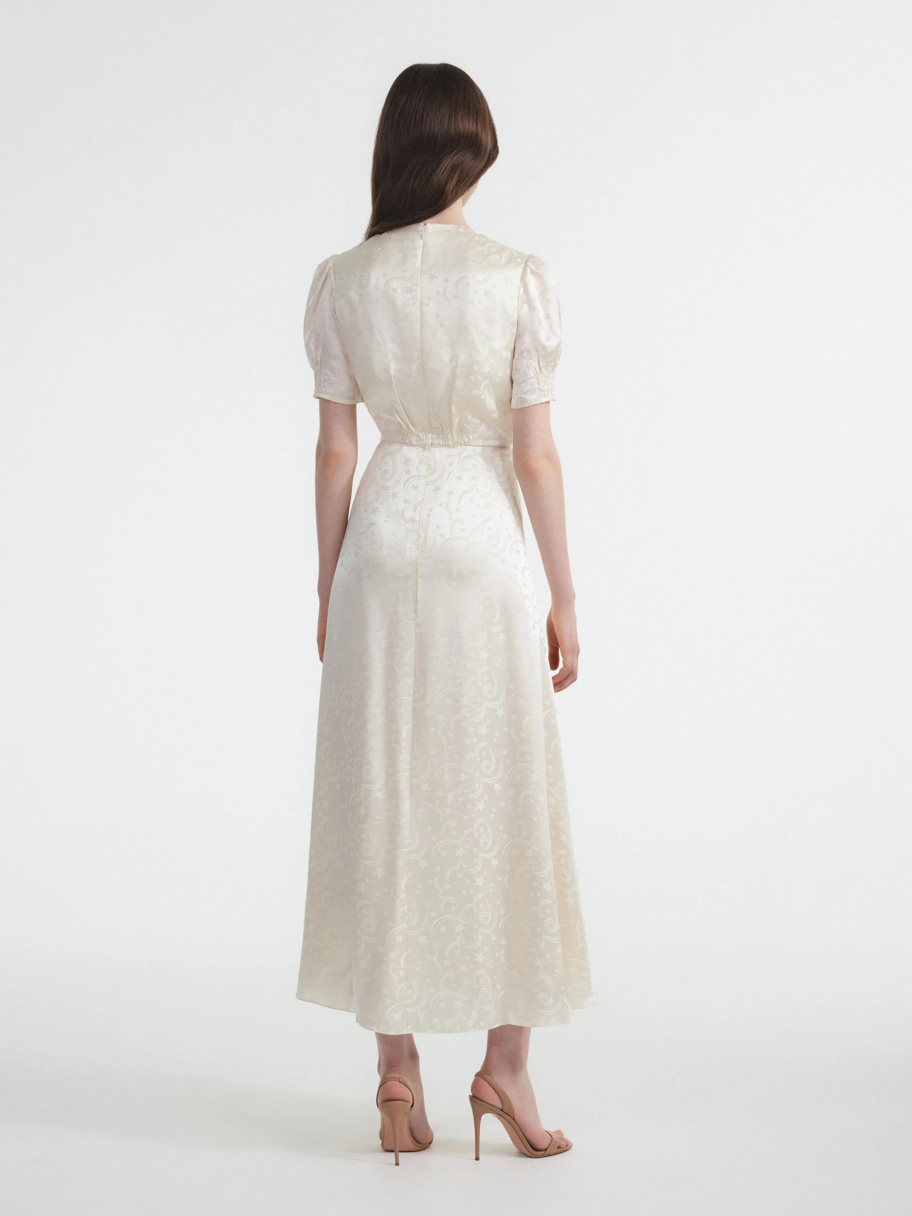 Venyx Lea Long Dress in Tusk Moonbeam Embroidery