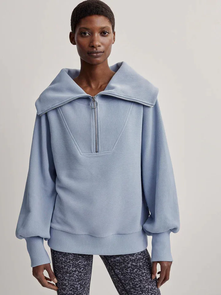 Vine Half-Zip Pullover in Dusty Blue