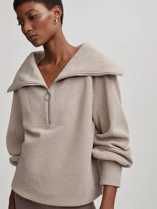 Vine Half-Zip Pullover in Taupe Marl