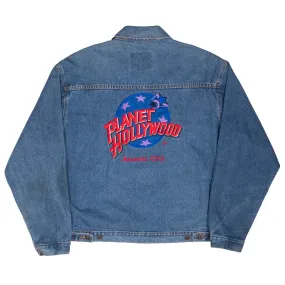 VINTAGE PLANET HOLLYWOOD ATLANTIC CITY DENIM JACKET 1990S SIZE LARGE