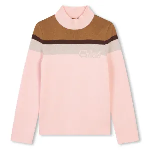 Washed Pink Colorblock Knit Sweater