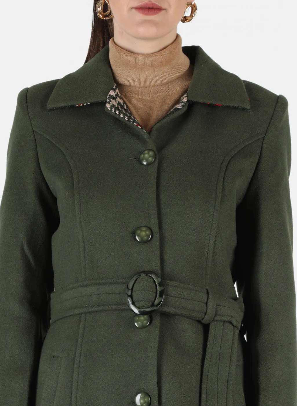 Women Olive Solid Coat