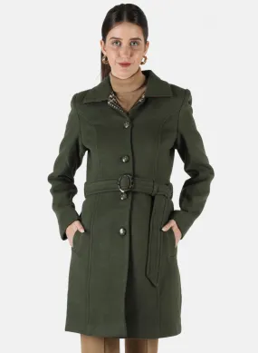 Women Olive Solid Coat