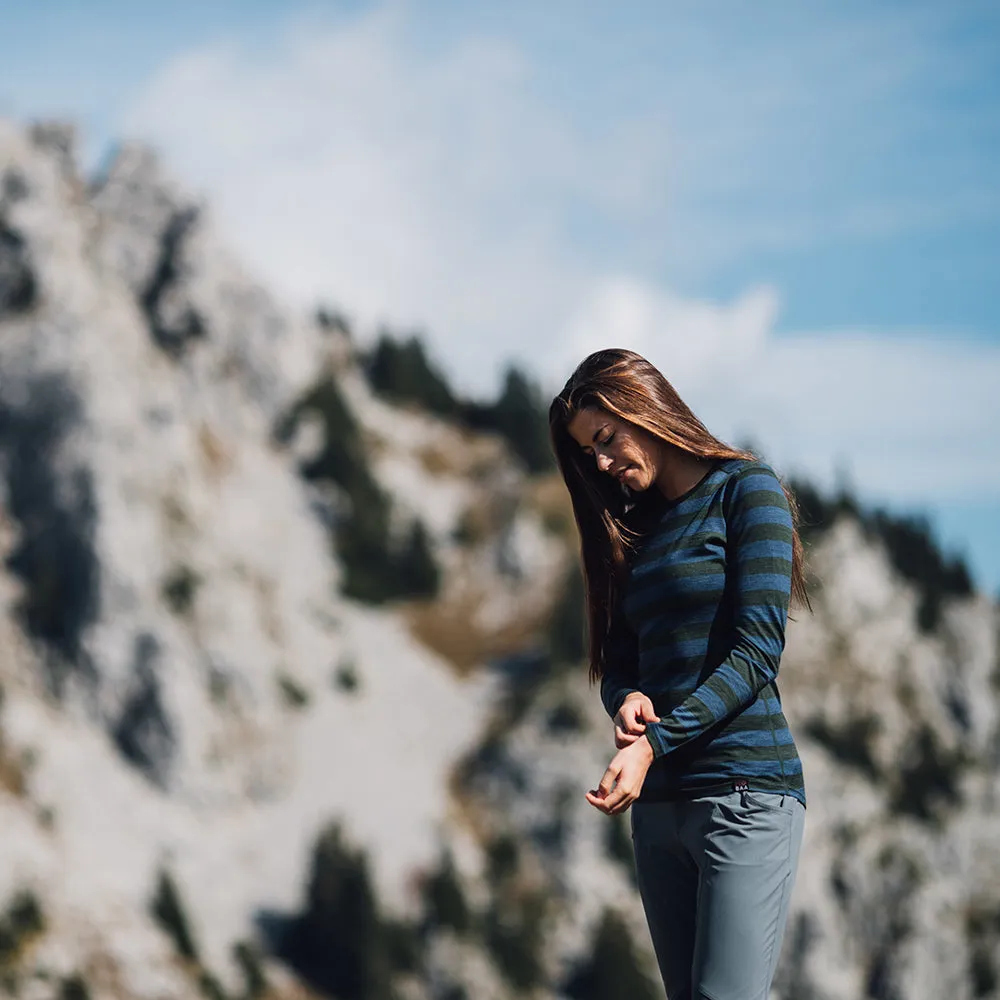 Womens Merino 180 Long Sleeve Crew (Forest/Denim)