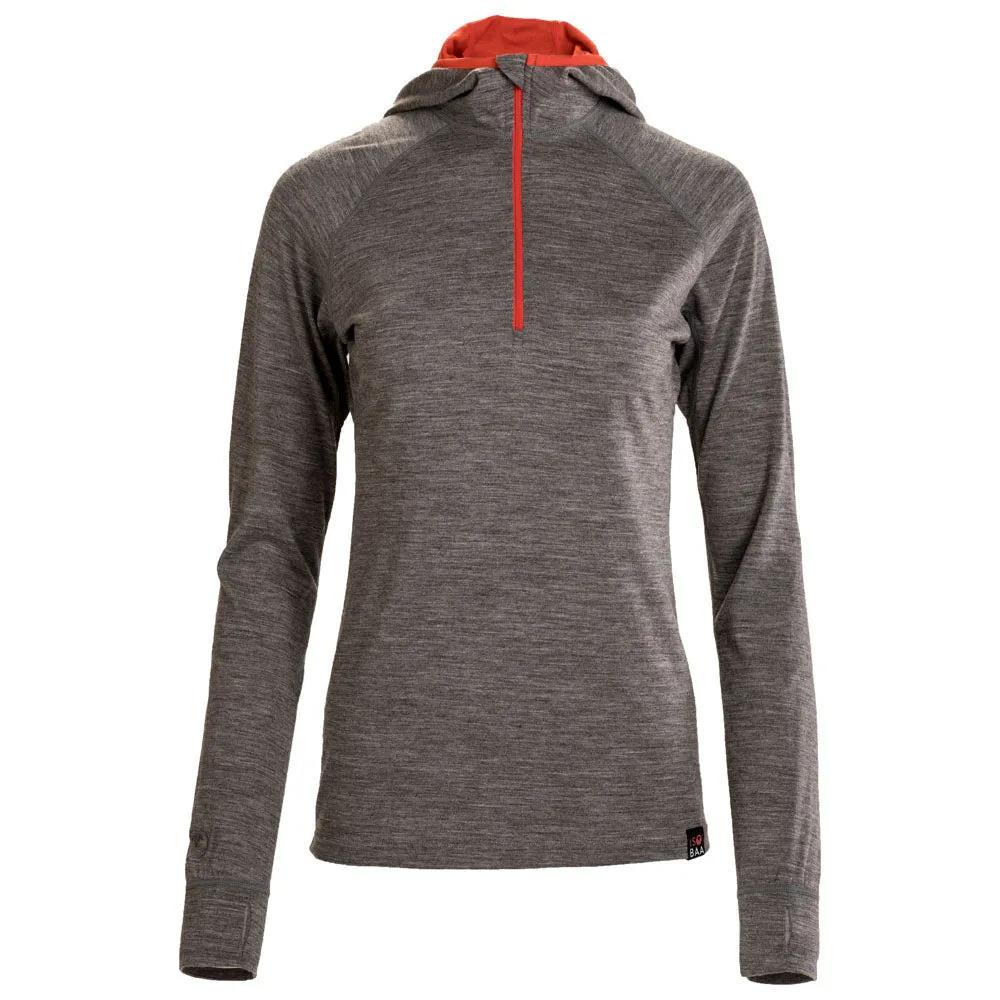 Womens Merino 200 Zip Neck Hoodie (Charcoal)