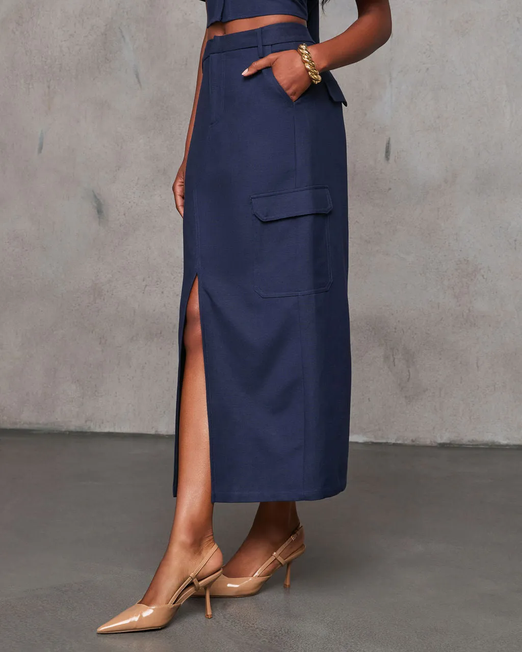 Zayna Front Slit Midi Skirt