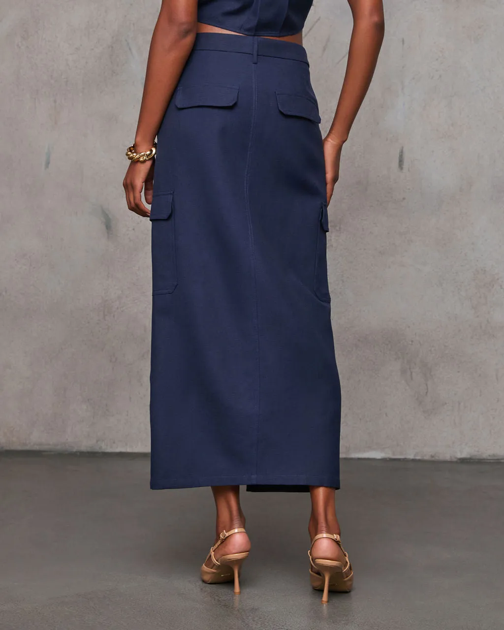 Zayna Front Slit Midi Skirt